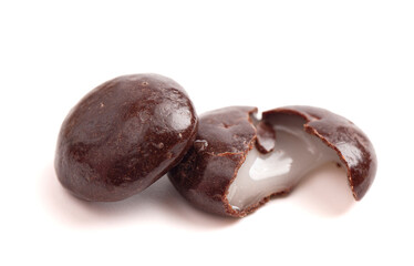 Chocolate Covered Cream Filled Mint Candy Isolated on White Background