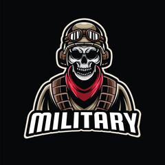 Military Skull Soldier Army Mascot Logo Illustration