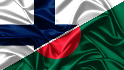 Obraz premium United waving flag of Finland and Bangladesh