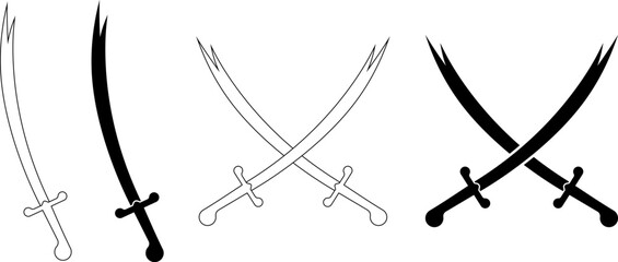 crossed Zulfiqar sword icon set