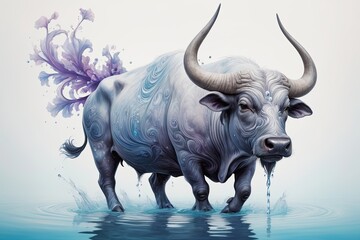 Obraz premium Surreal Buffalo Art: A full-body surrealistic buffalo