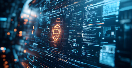 Obraz premium A computer screen with a glowing circle in the middle