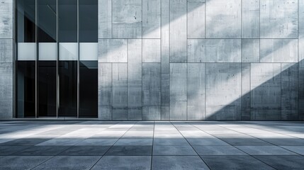 Vacant ground level facing contemporary building facade.