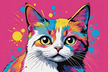 Pop Art Cat: Pop Art depiction of a cat