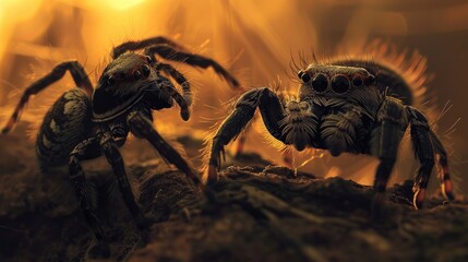 Close-up of Jumping Spiders and Related Arachnids