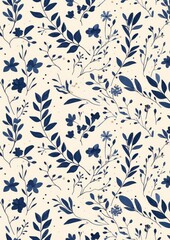 Obraz premium navy blue floral patterns 