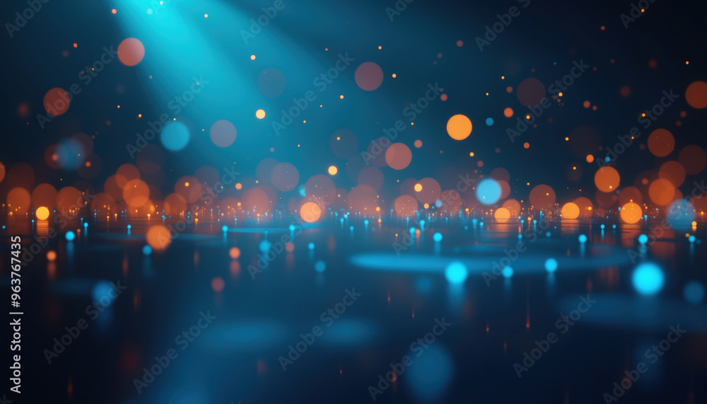 Poster bokeh effect financial background: abstract digital background with a bokeh effect of orange and blu