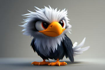 Fototapeta premium A cartoon eagle with an angry expression.