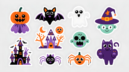 Cute Halloween Sticker Pack Spooky Cute Halloween Stickers with white boarder