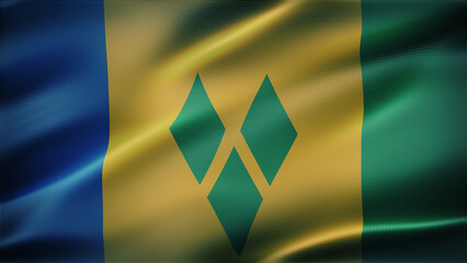 Saint Vincent and the Grenadines Flag 8K Zoom in