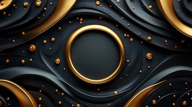 A stylish black-and-gold themed background with swirling patterns and a bold Black Friday banner in the center 