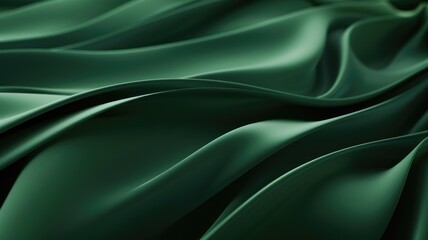 Obraz premium Smooth dark green satin fabric with elegant wavy folds