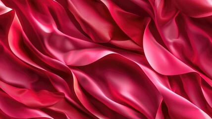 Abstract image of wavy red silk fabric texture with soft folds