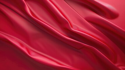 Obraz premium Wavy red satin fabric with smooth, silky texture