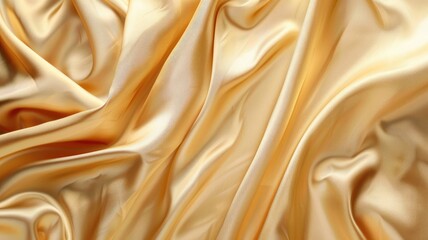 Obraz premium Luxurious golden satin fabric with smooth, shiny surface and elegant folds