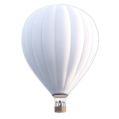 3d Render of White Hot Air Balloon on , Digital Art. Isolated on a Transparent Background. Cutout PNG.