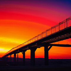 Bridge Silhouette Against a Breathtaking Sunset