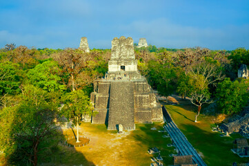 Pyramid in the Peten Guatemala, Temple of the Moon or Temple II, is a funerary-ceremonial temple...