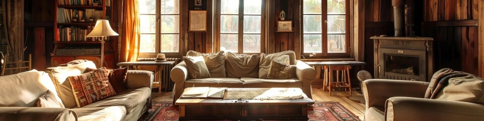 Rustic tourism in a retro-inspired living area