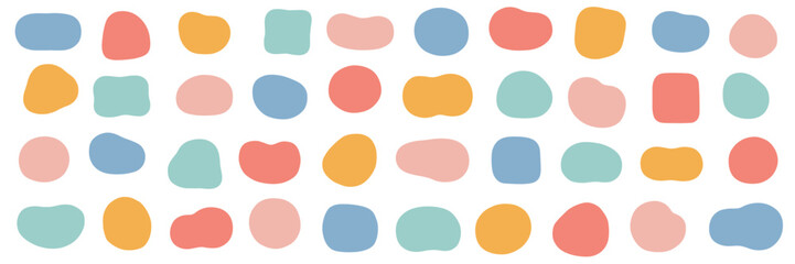 ゆるいフレームのベクターイラストセット。枠、楕円、曲線