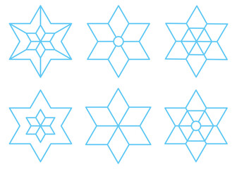  雪の結晶のアイコンセット、線画アイコン