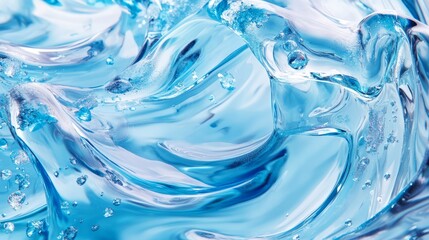 Abstract Blue Gel Texture with Bubbles   Liquid Swirls Background