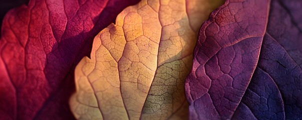 Fototapeta premium Close-up of Red, Orange, and Purple Autumn Leaves