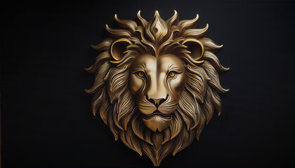 Lion head design is a golden lion head with a black background.