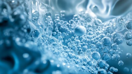 Abstract Blue Water Bubbles Macro Photography