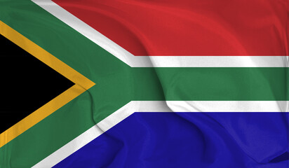 An up close view of South Africa flag flying textures