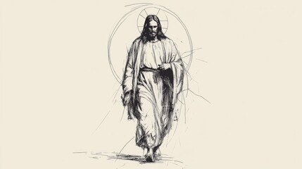 Obraz premium Jesus Christ. Digitally drawn illustration of Jesus Christ on white background.