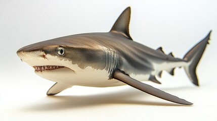 Obraz premium A shark isolated on a pristine white backdrop, emphasizing its size and form