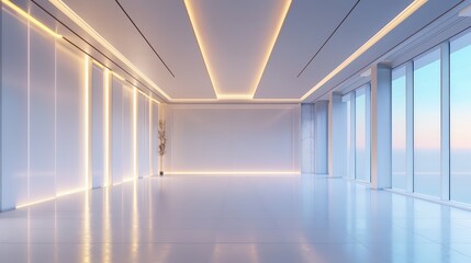 Empty white room with windows