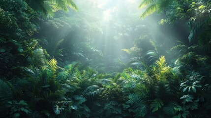 Fototapeta premium Amazon rainforest with dense foliage on white background