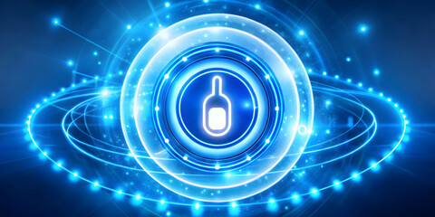 Obraz premium Flat Neon Abstract Art for Diabetes Awareness Campaign: Glowing Symbols & Swirling Light Patterns Representing World Diabetes Day