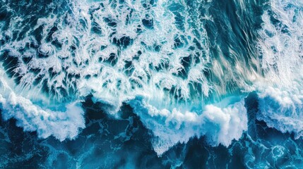 Scenic view of stunning ocean waves from above on a sunny day