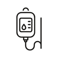 Medical Related Icon: Blood Bag. Black Out Line