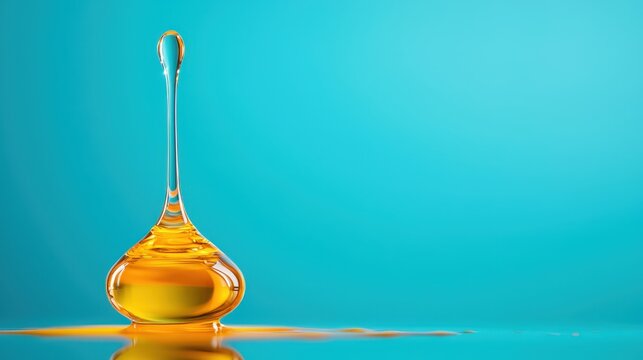 A drop of serum containing mandelic acid falling onto a smooth skin surface