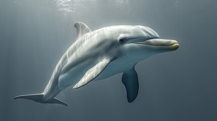 Fototapeta premium Bottlenose dolphin swimming on a white background