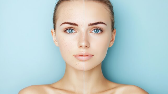 Before and after images showing the effects of mandelic acid on acne-prone skin