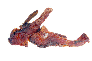 Delicious grilled fish on a white background