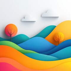 Whimsical Waves: A Vibrant Mountain Landscape with Abstract Details