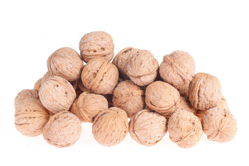 Walnuts are isolated on a white background,