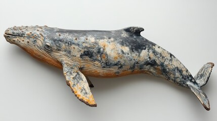 Obraz premium Close-up of a gray whaleâ€™s features on a white background, emphasizing its natural markings