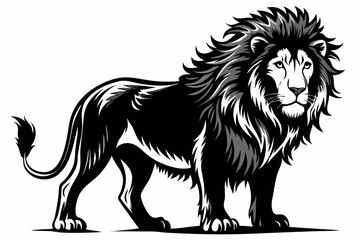 lion silouette vector illustration and white background