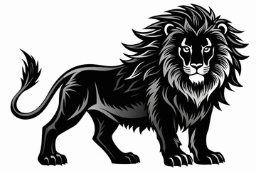 lion silouette vector illustration and white background