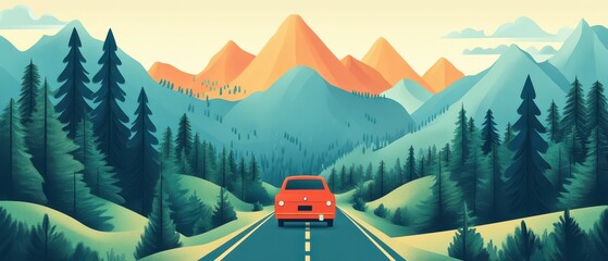 Mountain Drive at Sunset