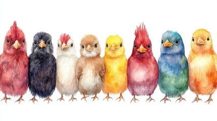 Naklejka premium Colorful watercolor farm animals on white background