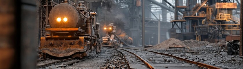 Modern Gold Processing Plant with Machinery and Conveyor Belts under Industrial Lighting - Photorealistic Scene