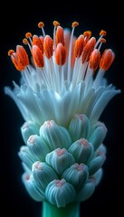 Obraz premium Close-up of a White Flower with Orange Stamens